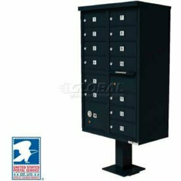 Florence Mfg Co Vital Cluster Box Unit, 13 Mailboxes, 1 Parcel Locker, Black 1570-13BKAF